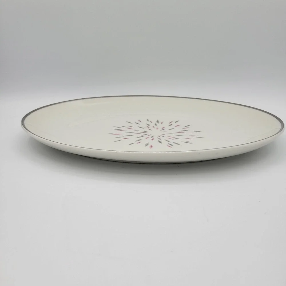 Parisienne By Royal Jackson Oval  Vintage Pink Gray Serving Platter Mcm 11